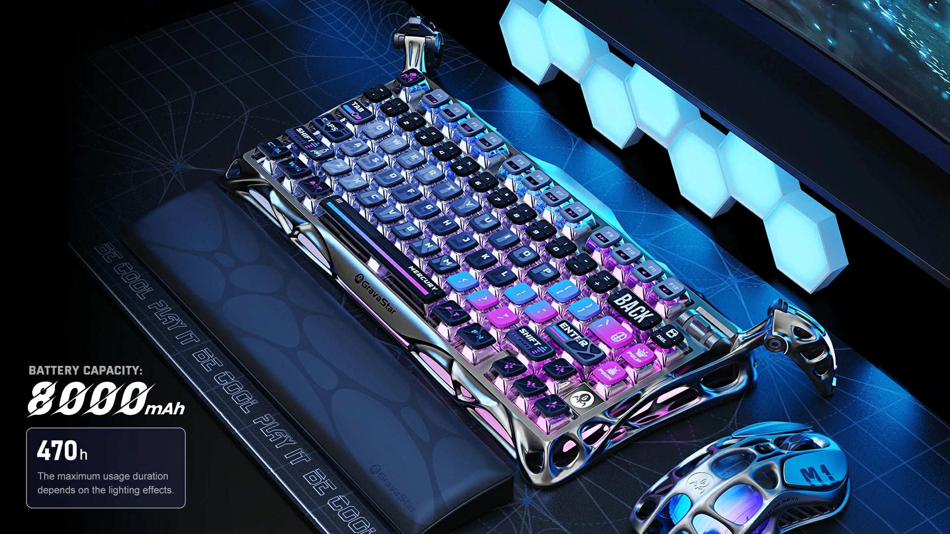 AWRAQ SHOP Mechanical Keyboard – كيبورد ميكانيكي بإضاءة سايبر بانك